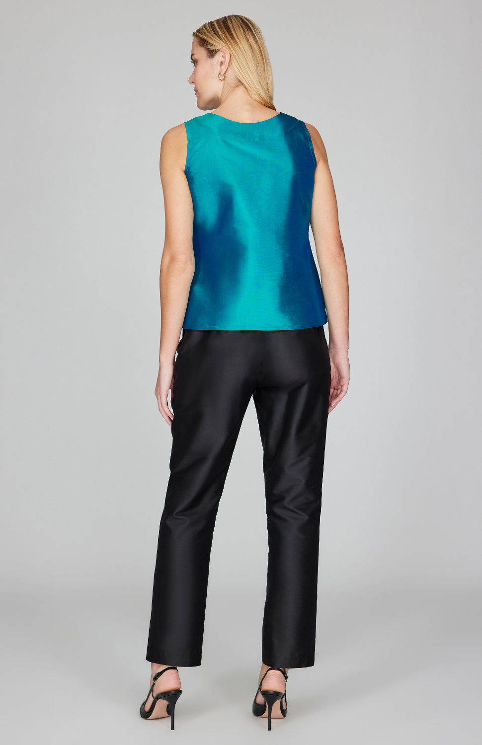 Silk Shantung Narrow Crop Pant w/ Pockets