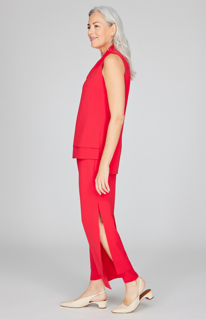 Lustrous Crepe High Neck Double Layer Tank
