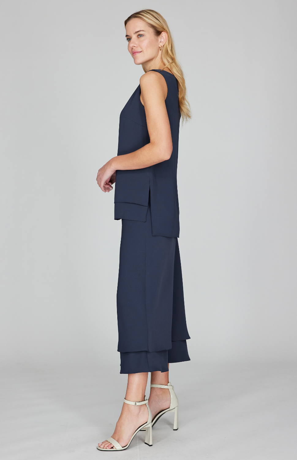 Lustrous Crepe Double Layer Skirt