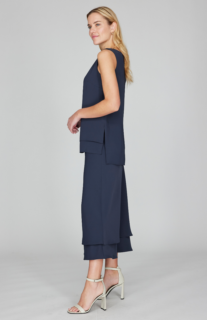Lustrous Crepe Double Layer Skirt