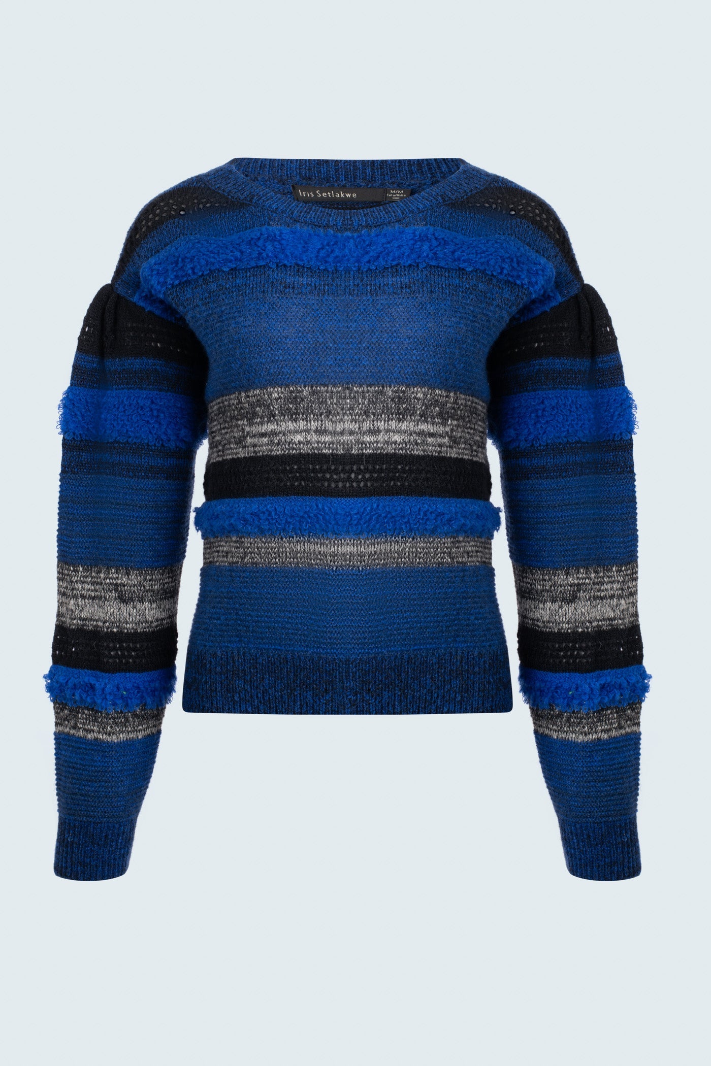 Textured stripe boat neck sweater