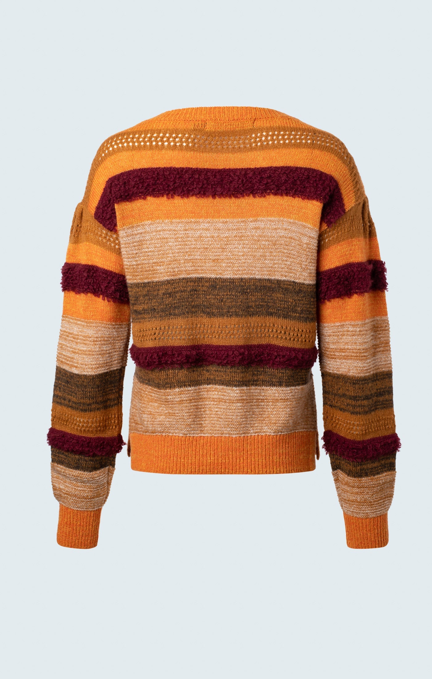 Textured stripe boat neck sweater