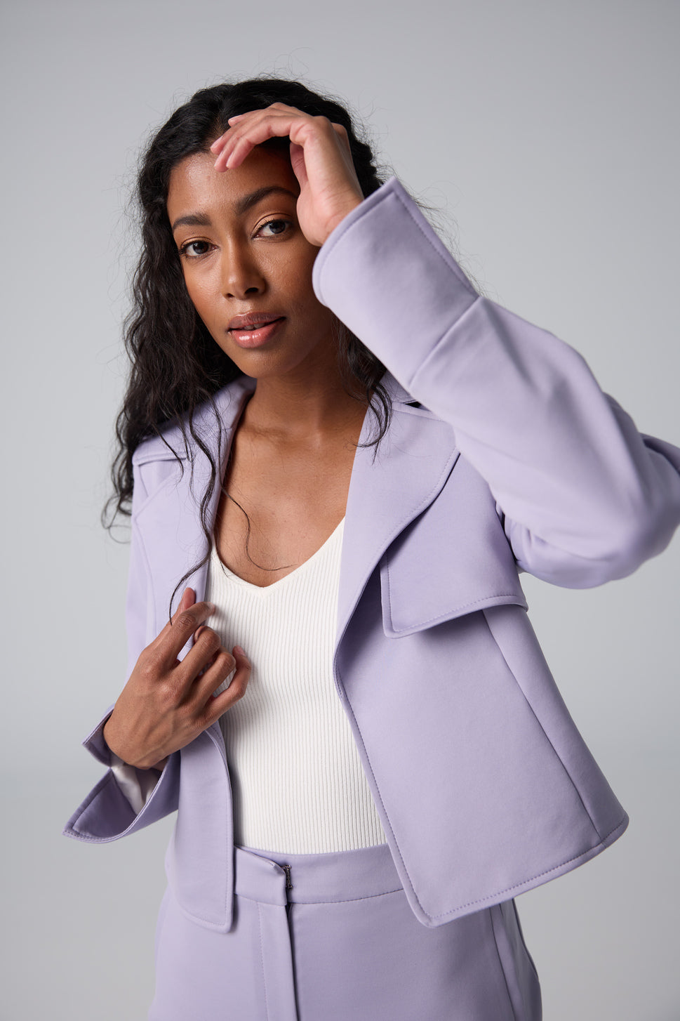 Crop jacket with storm flap