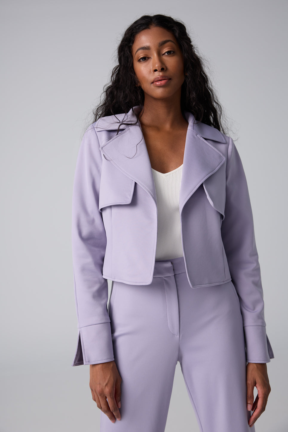 Crop jacket with storm flap