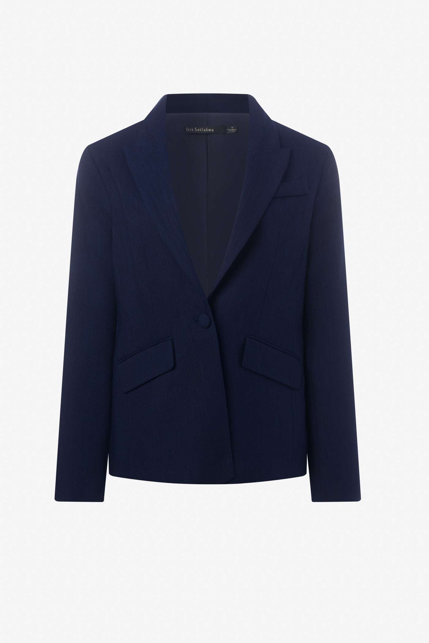Peak lapel jacket stitched collar detail