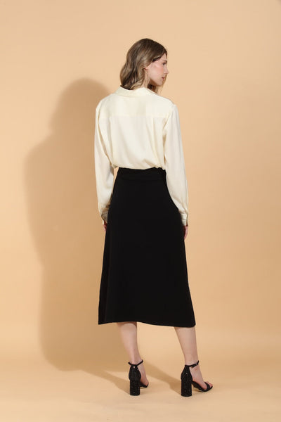 Merino Wool Knit Skirt with Embroidery & Appliqué