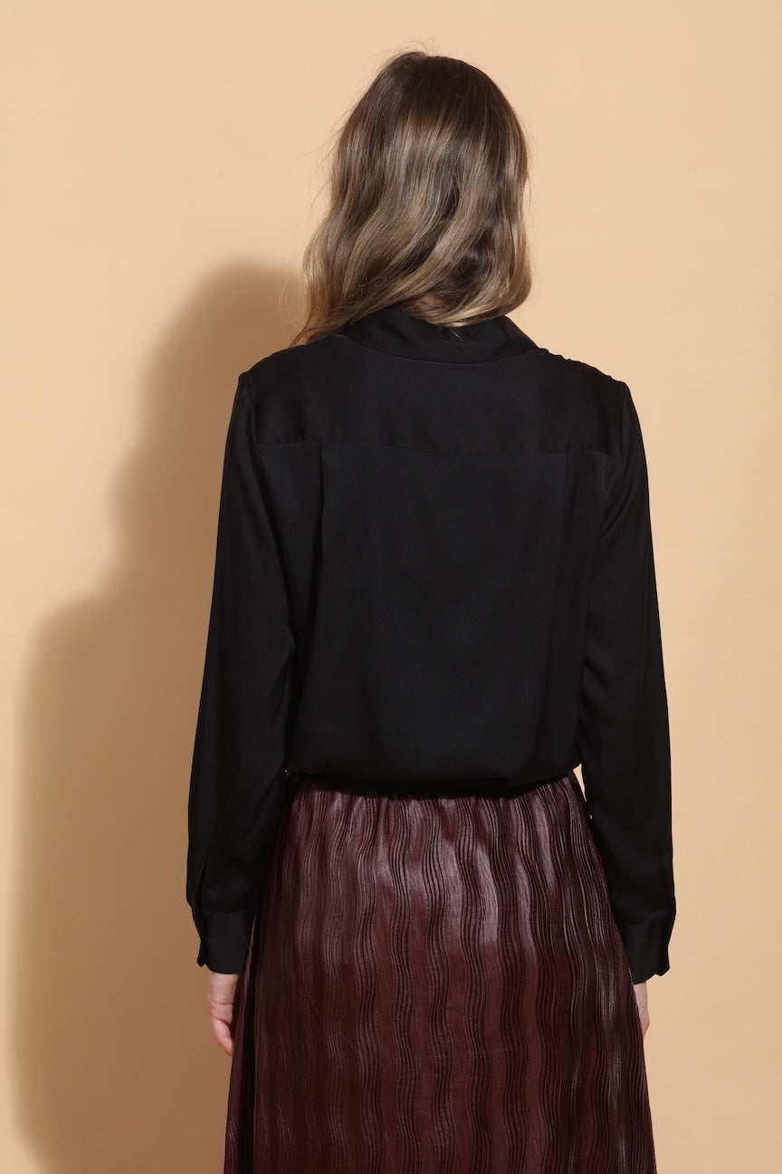 Button Down Silk Shirt with Pocket