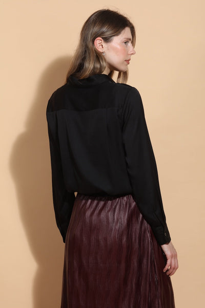 Button Down Silk Shirt with Pocket