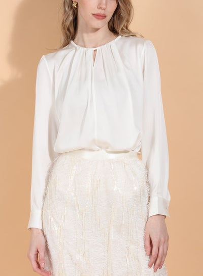 Draped Neck Silk Blouse
