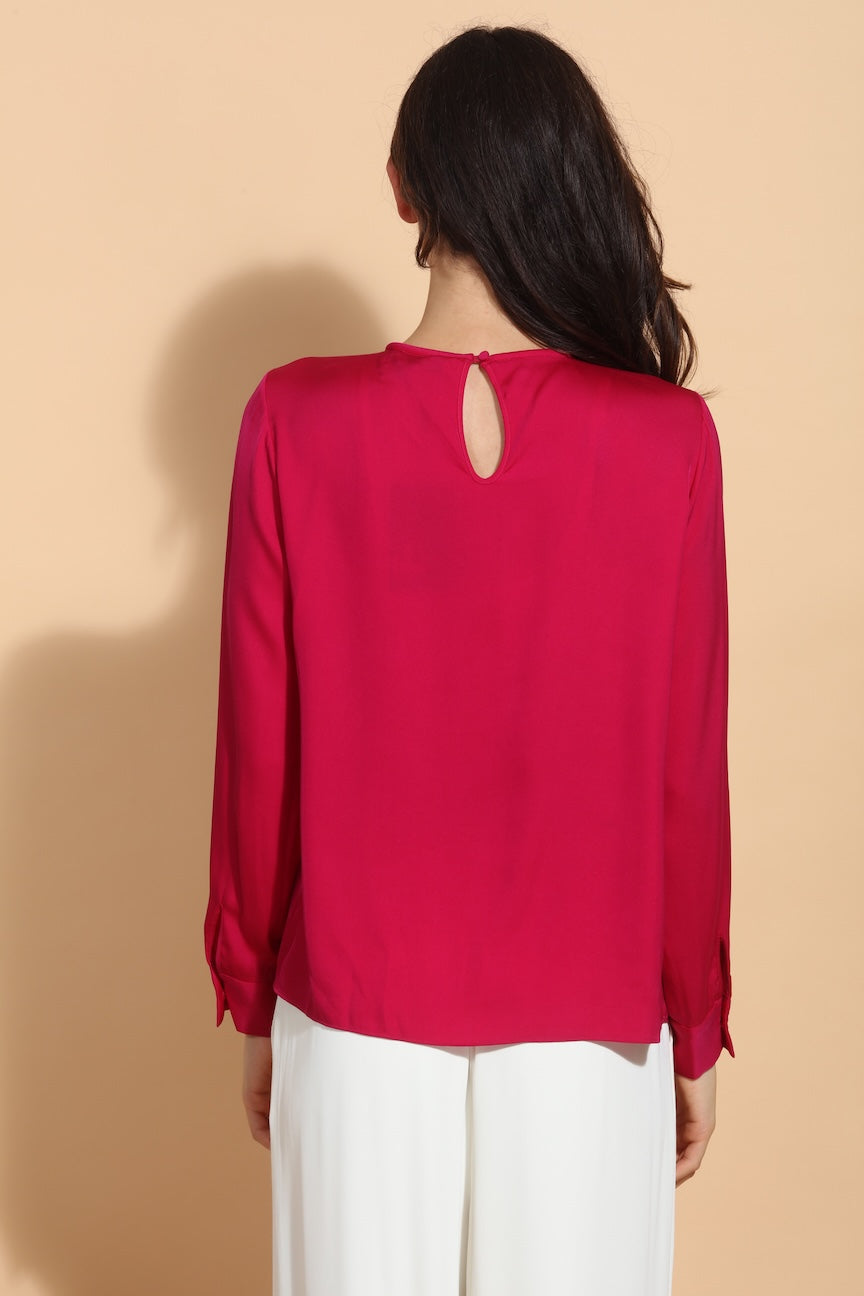 Draped Neck Silk Blouse