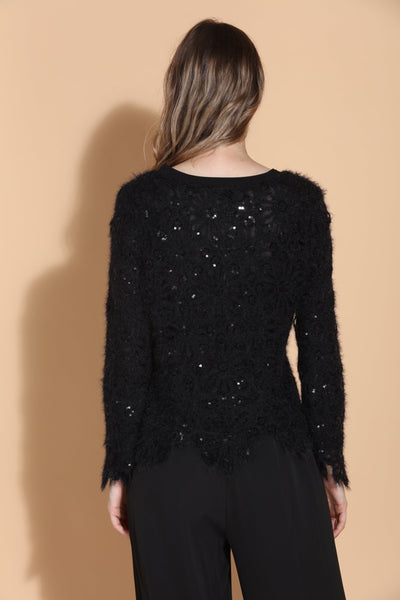 Sequin Flower V-Neck Top