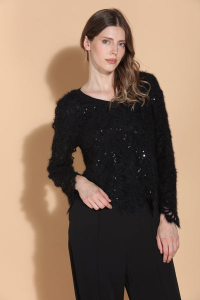 Sequin Flower V-Neck Top