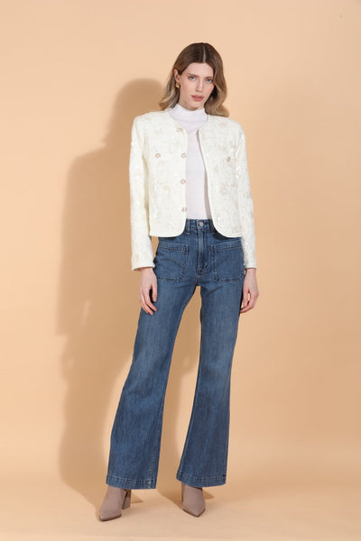 Sequin and Bead Embellished Jacket with Jewel Buttons