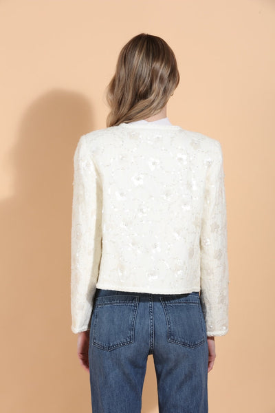 Sequin and Bead Embellished Jacket with Jewel Buttons