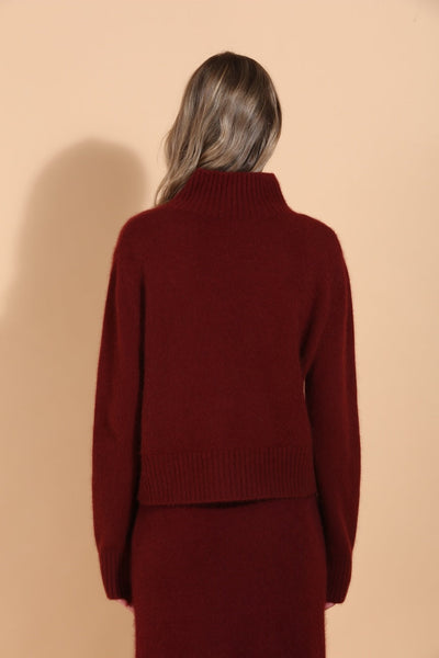 Wool Mohair Blended Mock Neck Sweater
