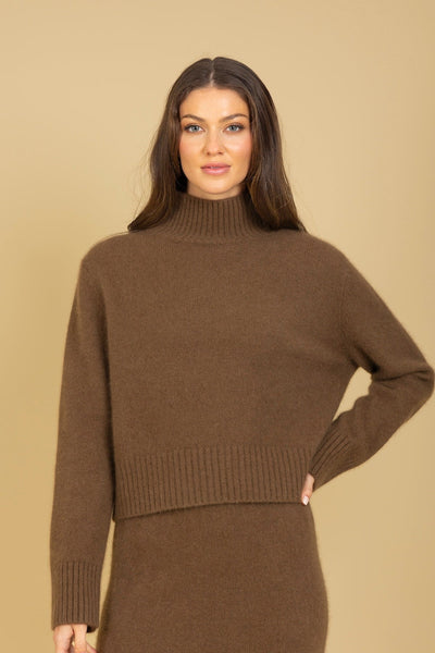 Wool Mohair Blended Mock Neck Sweater