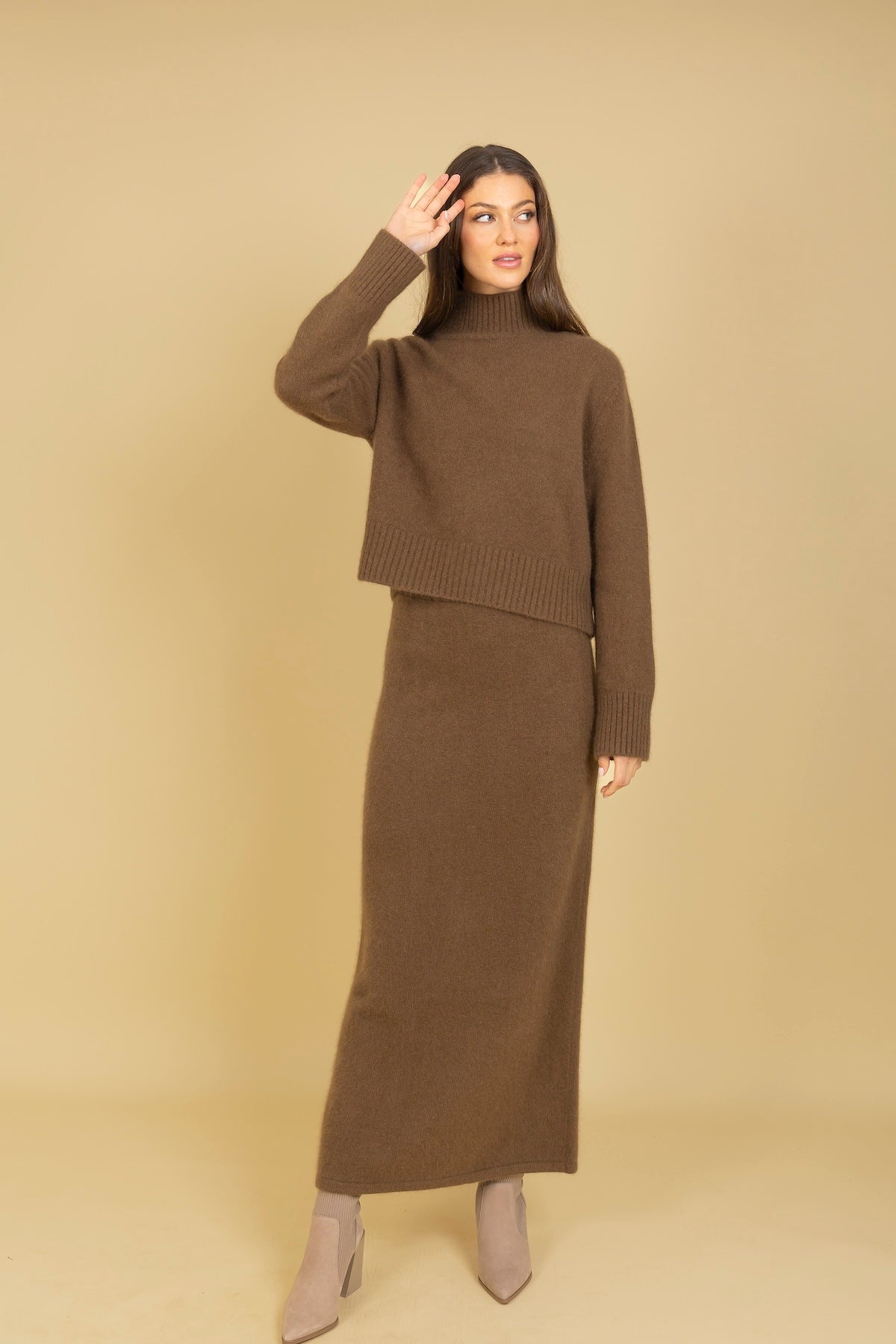 Wool Mohair Blended Maxi Knit Skirt