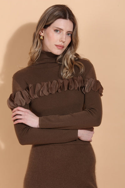 100% Merino Wool Turtle Sweater with Appliqué