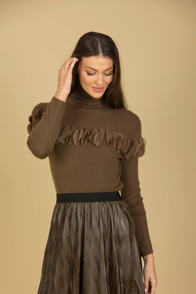 100% Merino Wool Turtle Sweater with Appliqué