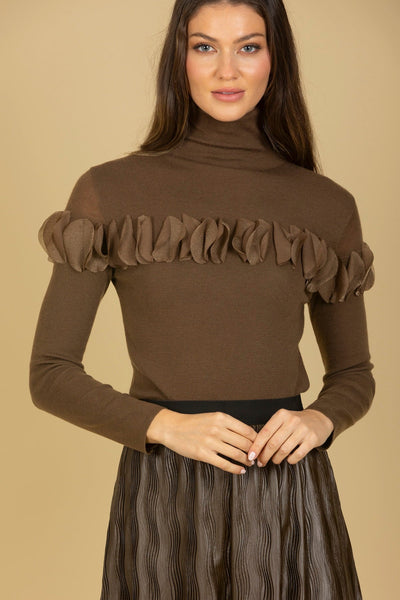 100% Merino Wool Turtle Sweater with Appliqué
