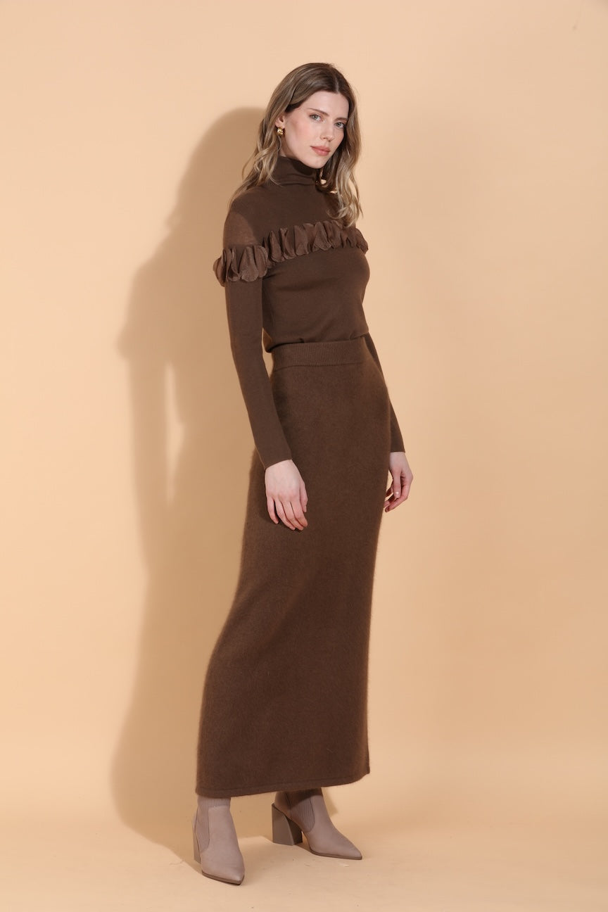 Wool Mohair Blended Maxi Knit Skirt