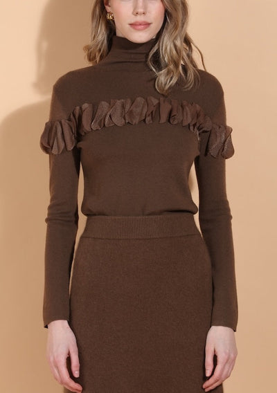 100% Merino Wool Turtle Sweater with Appliqué
