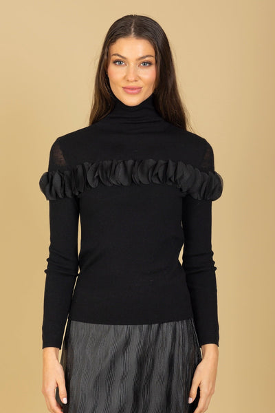 100% Merino Wool Turtle Sweater with Appliqué