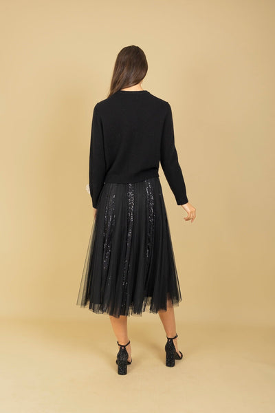 Merino Wool Cashmere Blend Cardigan with Embroidery & Appliqué