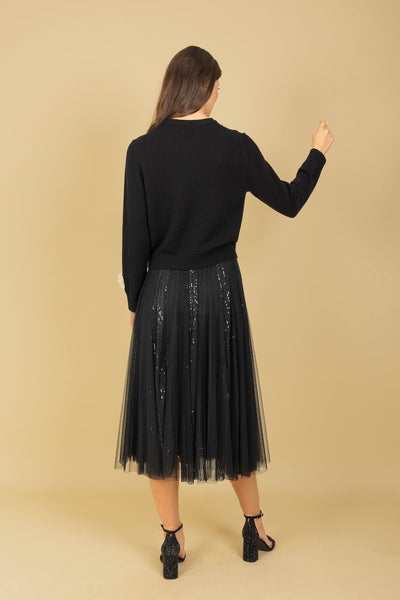 Merino Wool Cashmere Blend Cardigan with Embroidery & Appliqué