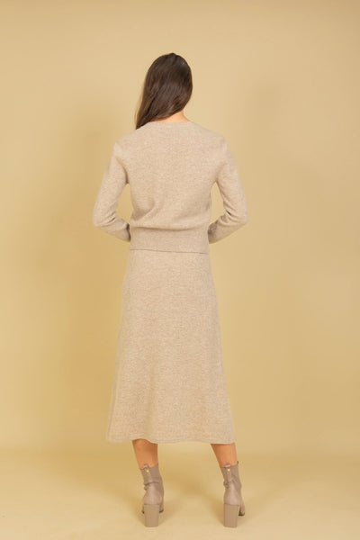 Merino Wool Knit Skirt with Embroidery & Appliqué
