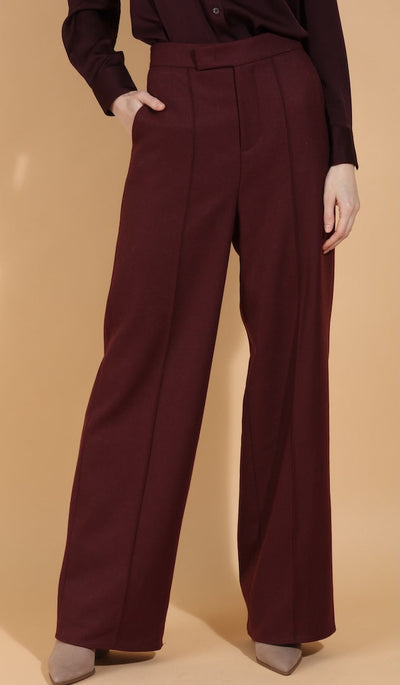 Merino Wool Wide Leg Pintuck Pants