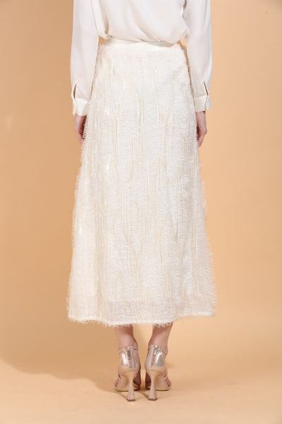 Eyelash Textured Midi Skirt with Sequin Embellishment