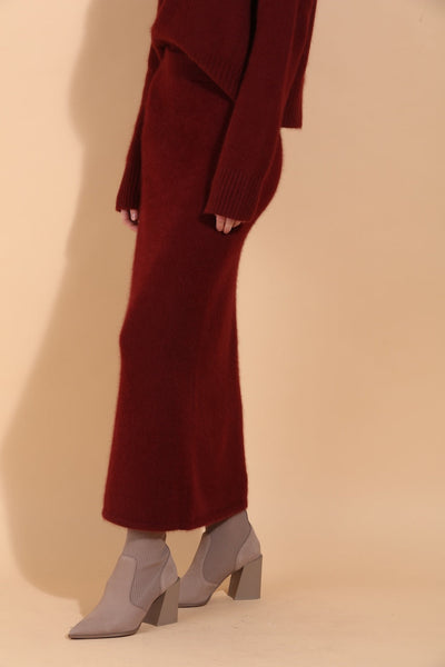 Wool Mohair Blended Maxi Knit Skirt