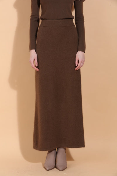 Wool Mohair Blended Maxi Knit Skirt