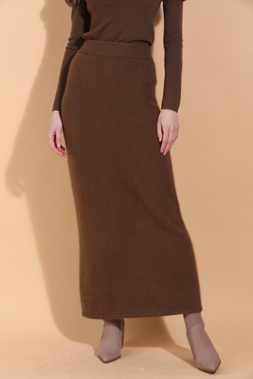 Wool Mohair Blended Maxi Knit Skirt