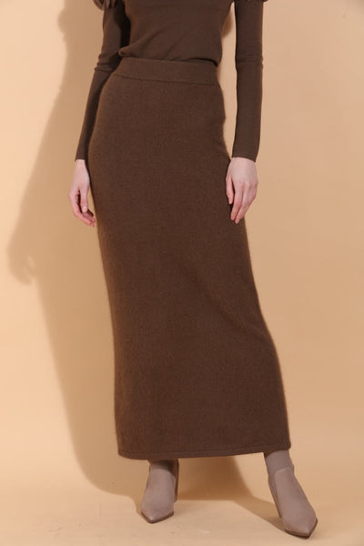 Wool Mohair Blended Maxi Knit Skirt