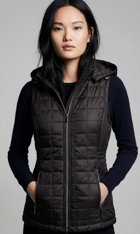 Hooded Montreal Quilted Vest With Removable Hood