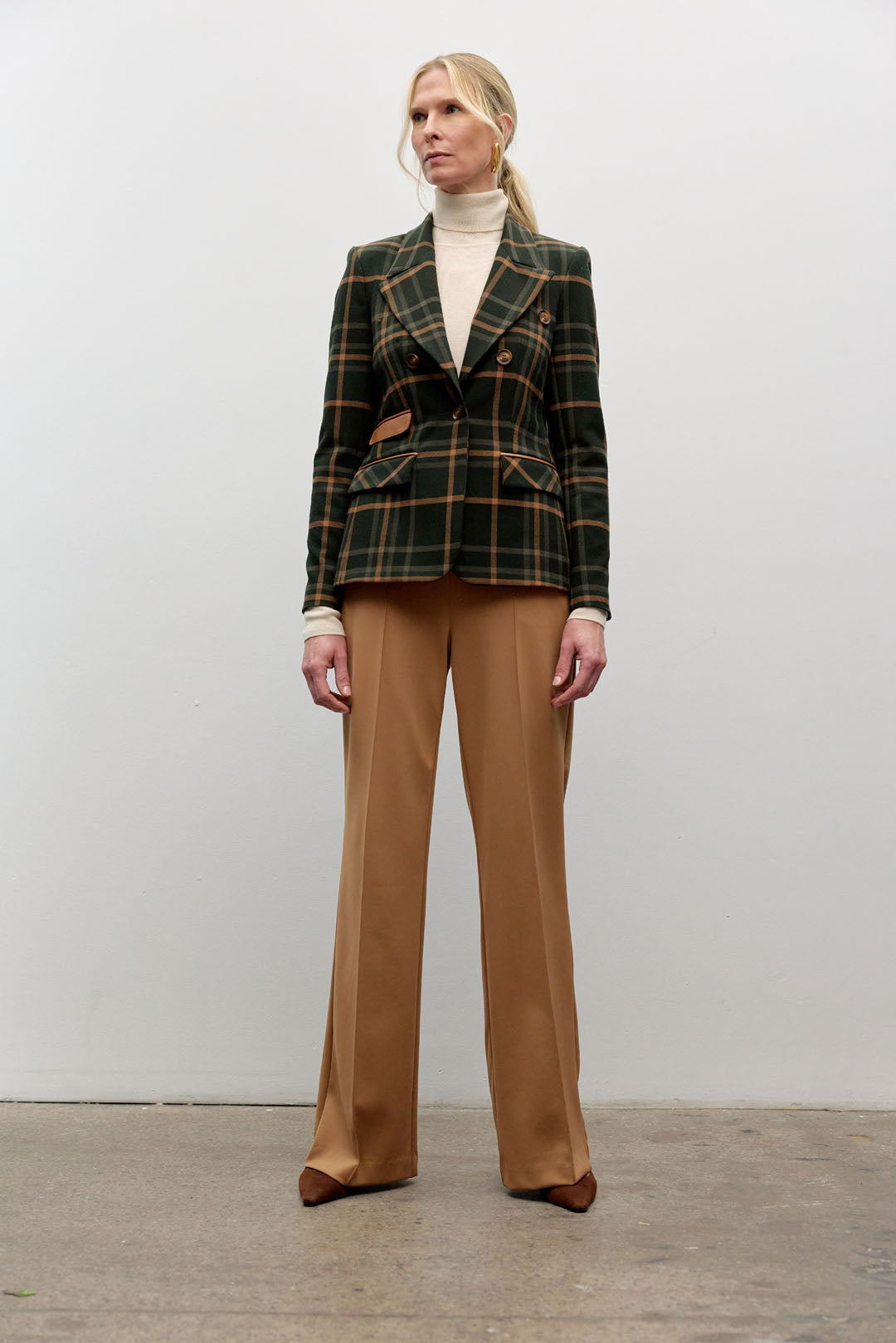 Double breast plaid jacket
