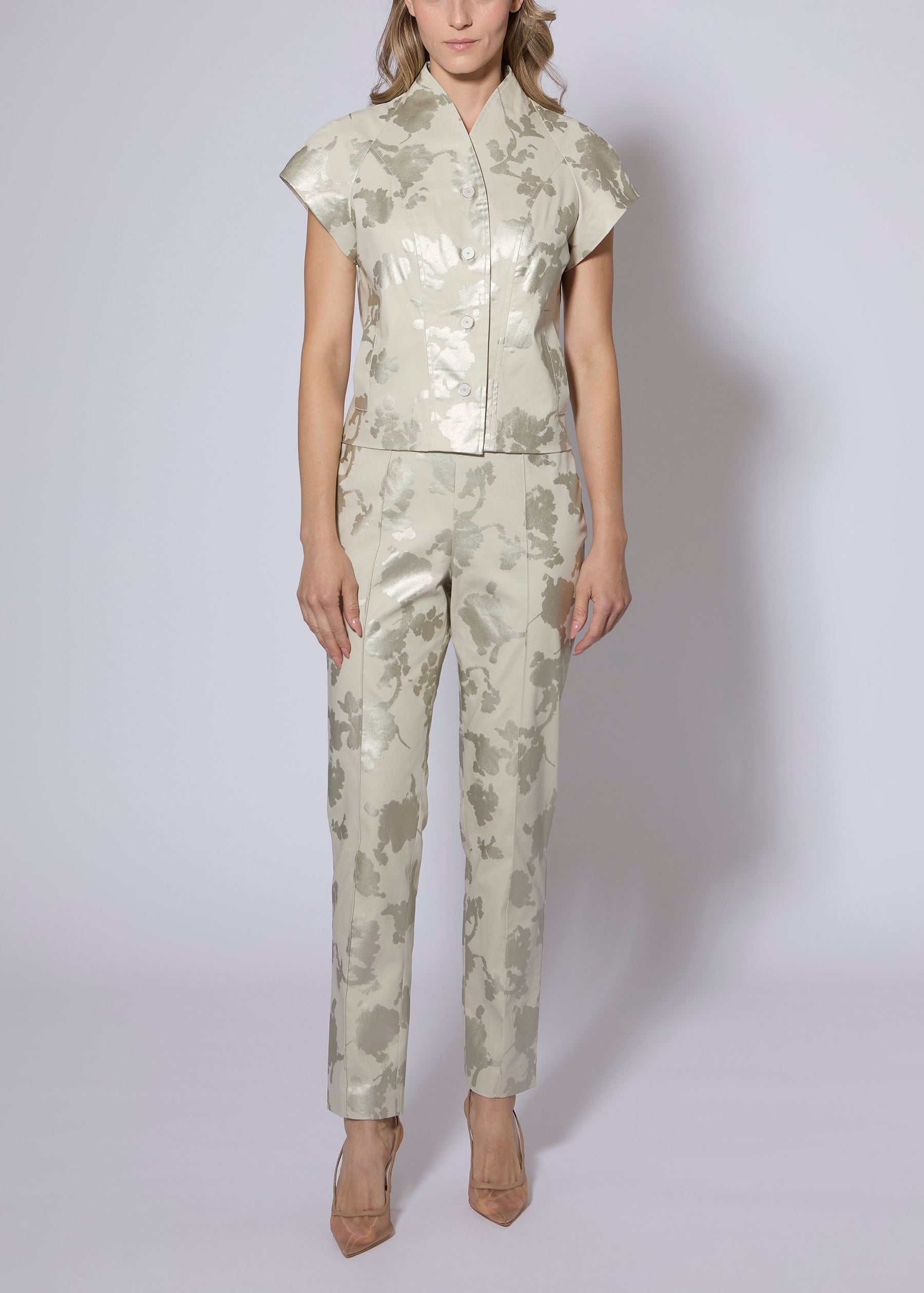 Floral Foiled Sateen Pant