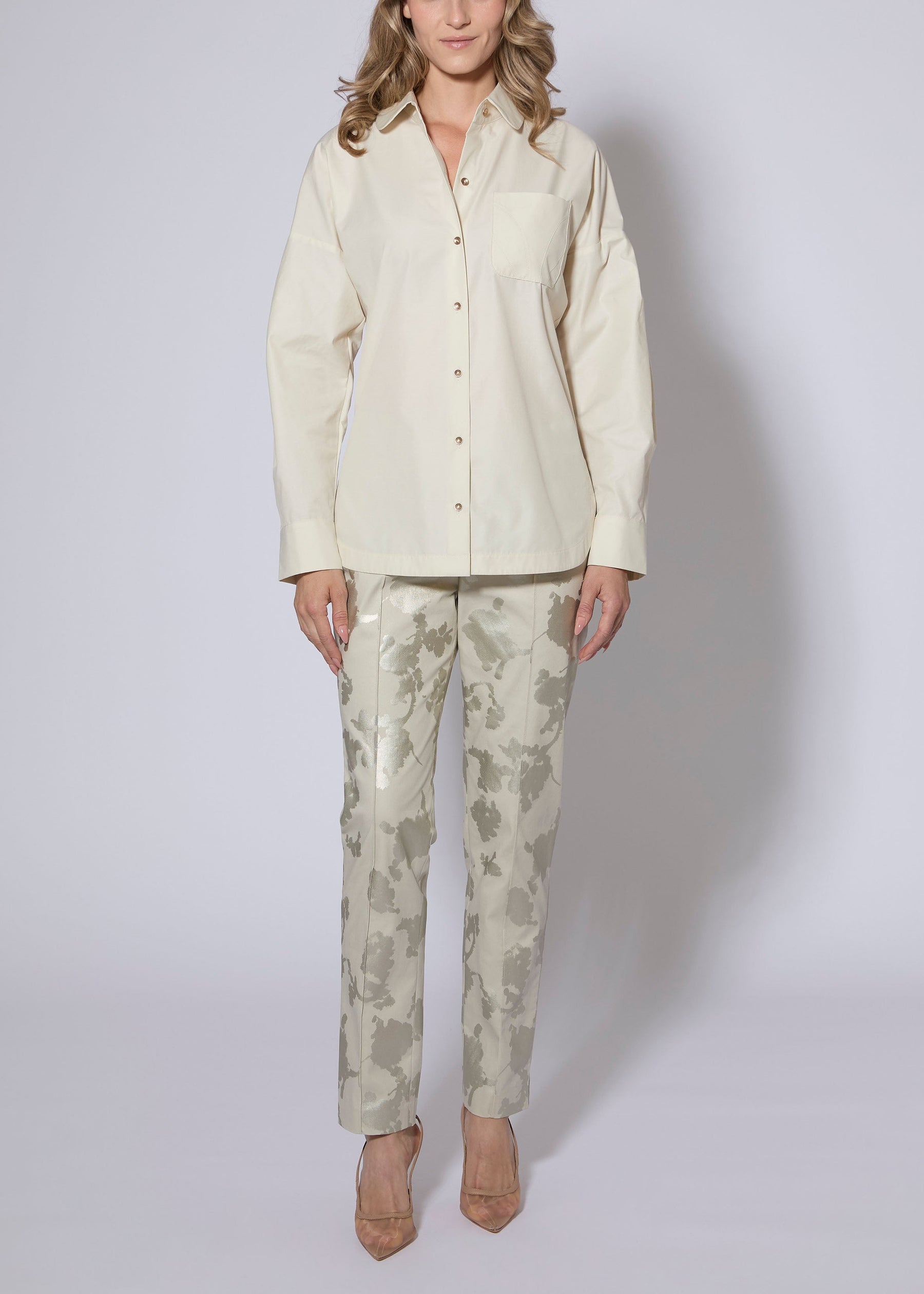Floral Foiled Sateen Pant
