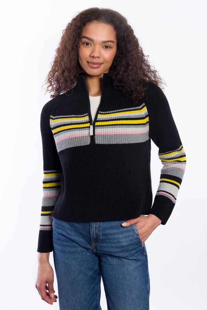 STRIPE RIB QTR ZIP MOCK