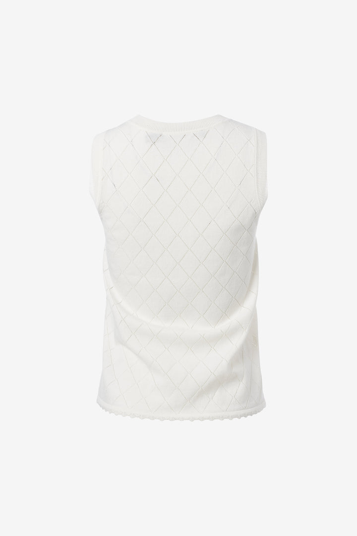 Diamond pointelle sleeveless top