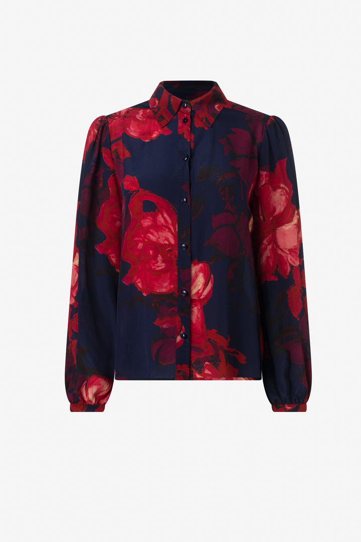Floral print button down blouse