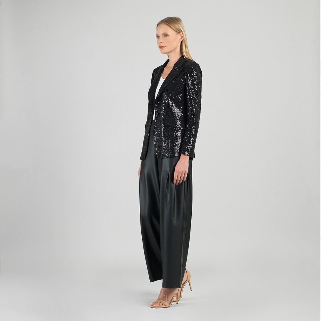 Sequin Knit - Signature Pocket Blazer - Black