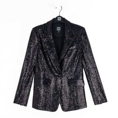 Sequin Knit - Signature Pocket Blazer - Black