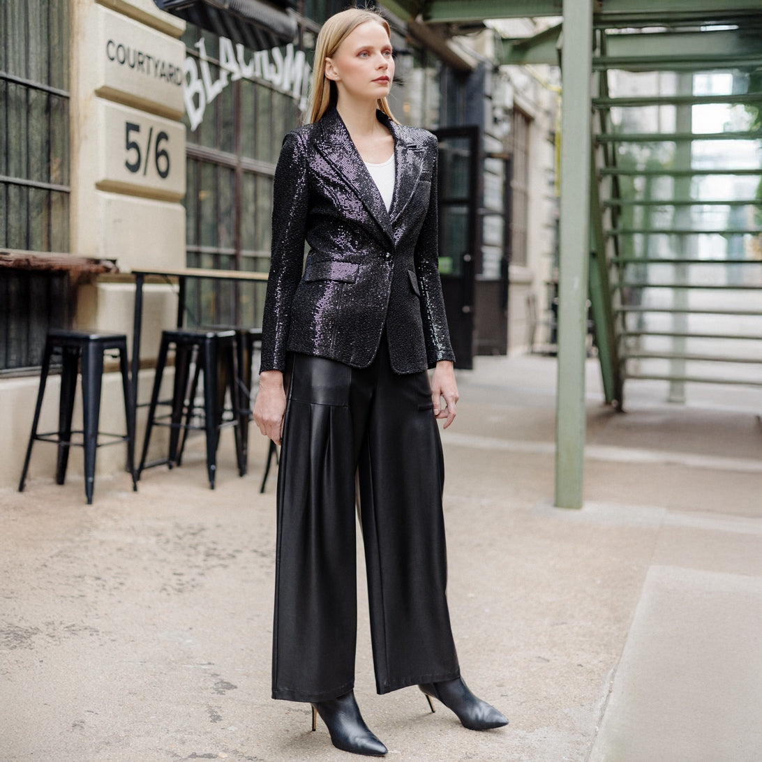 Sequin Knit - Signature Pocket Blazer - Black