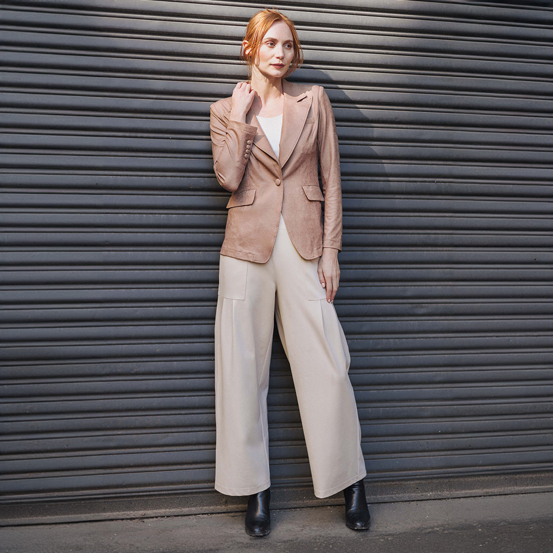 Liquid Leather™ Signature Pocket Blazer - Taupe - Clara Sunwoo