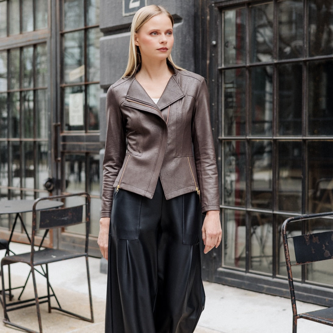 Liquid Leather™ Signature Jacket - Brown - Clara Sunwoo