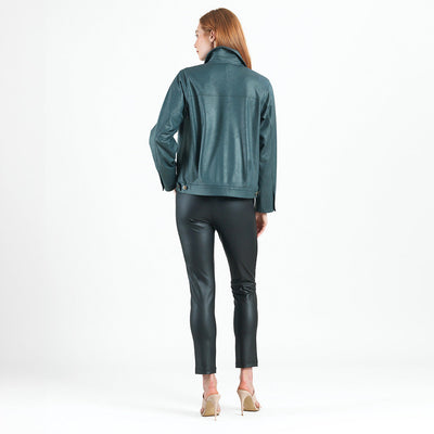 Liquid Leather™ Button Closure Pocket Jacket - Hunter Green - Limited Sizes!