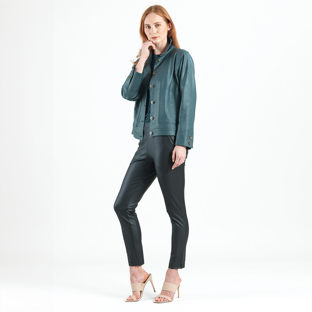 Liquid Leather™ Button Closure Pocket Jacket - Hunter Green - Limited Sizes!